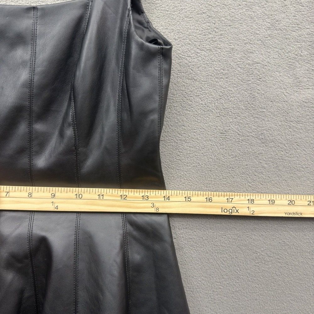 7 For All Mankind Vegan Leather Grunge Midi Dress Size XS Black Sleeveless NWOT - Picture 5 of 12